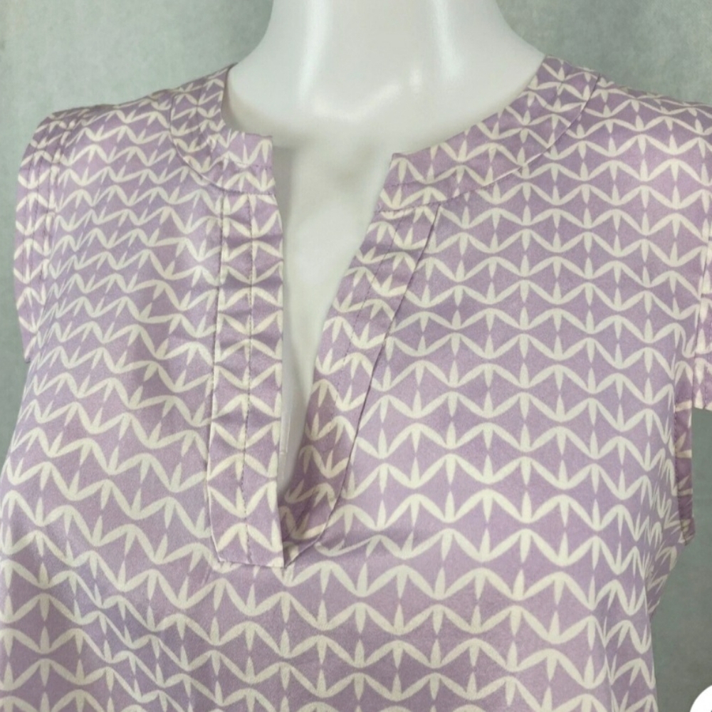 J. Crew Purple Geometric Tunic Silk Sleeveless Tank Top Sleveless Summer Size: 2 - Picture 3 of 8